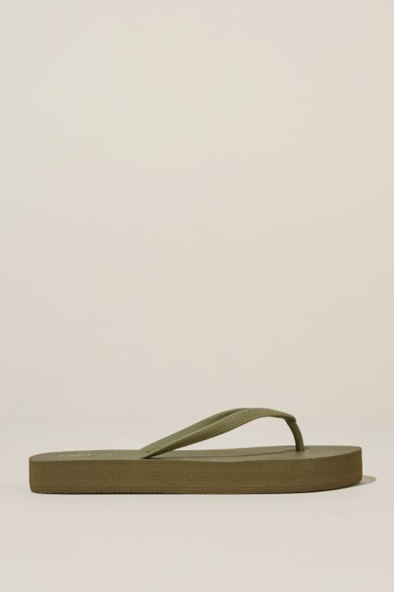 Sandalias Cotton On The Rubi Flatform Flip Mujer Verde Oliva | 20Cs5kSLIeP