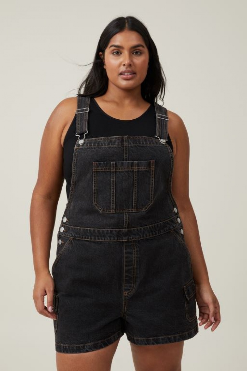 Short Cotton On Cargo Denim Overall Mujer Negras | TIX3RAjxUeJ