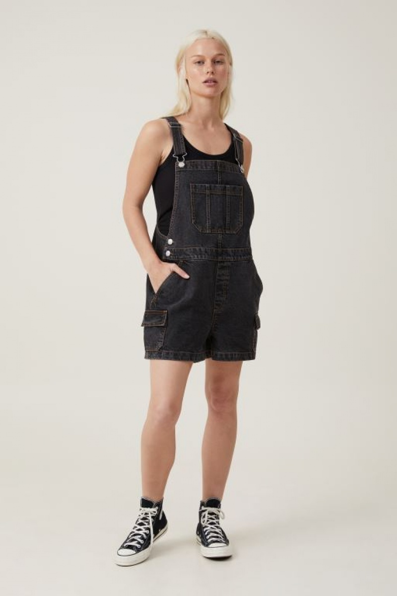 Short Cotton On Cargo Denim Overall Mujer Negras | TIX3RAjxUeJ