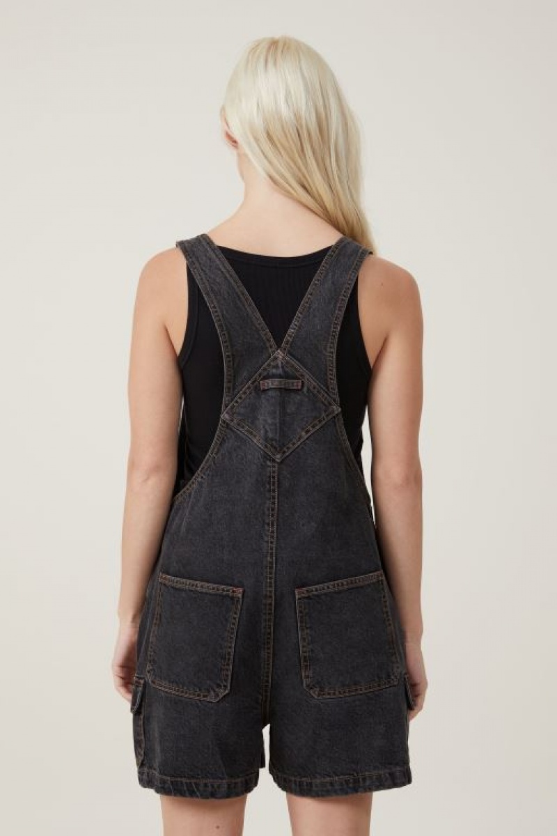 Short Cotton On Cargo Denim Overall Mujer Negras | TIX3RAjxUeJ