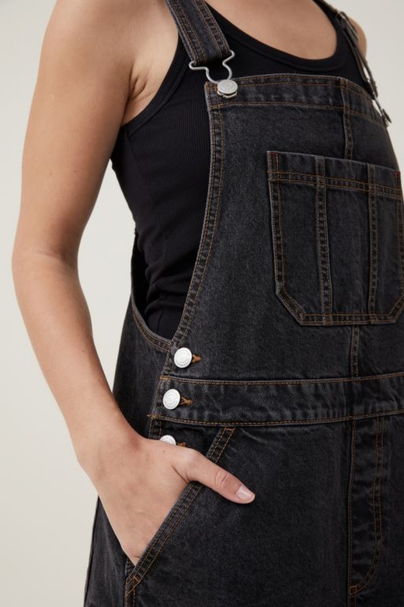 Short Cotton On Cargo Denim Overall Mujer Negras | TIX3RAjxUeJ