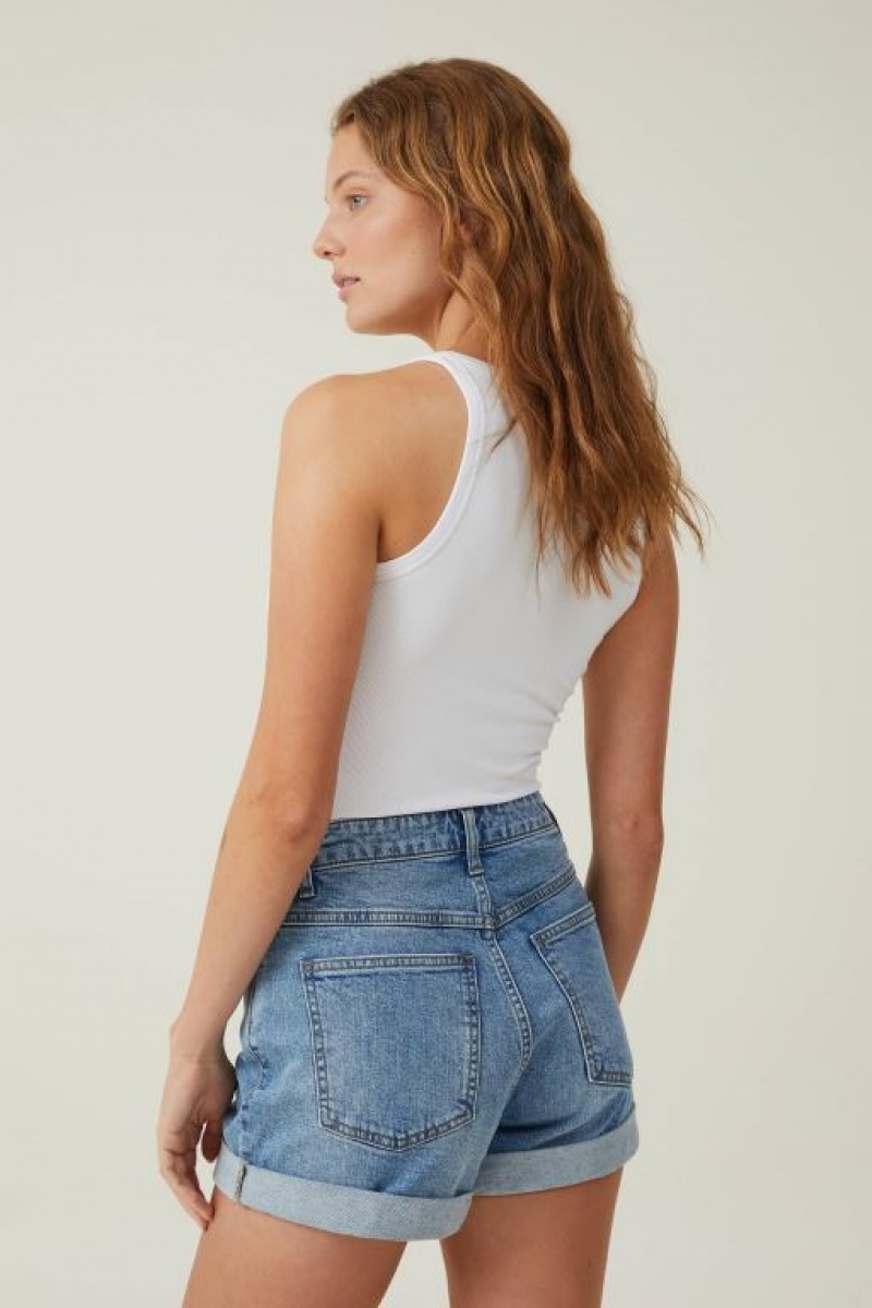 Short Cotton On High Rise Classic Stretch Denim Mujer Azules | tWLAgdk4Heh