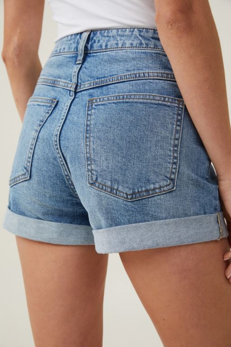 Short Cotton On High Rise Classic Stretch Denim Mujer Azules | tWLAgdk4Heh