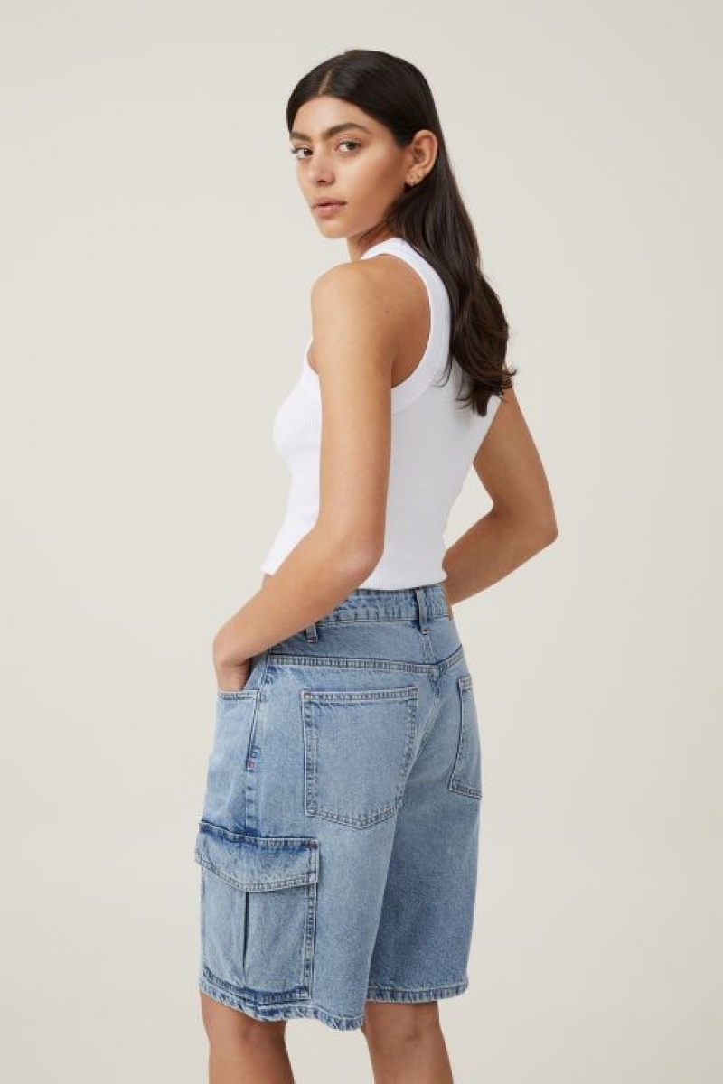 Short Cotton On Super Baggy Cargo Denim Jort Mujer Azules | kjmbEQ9MRJL