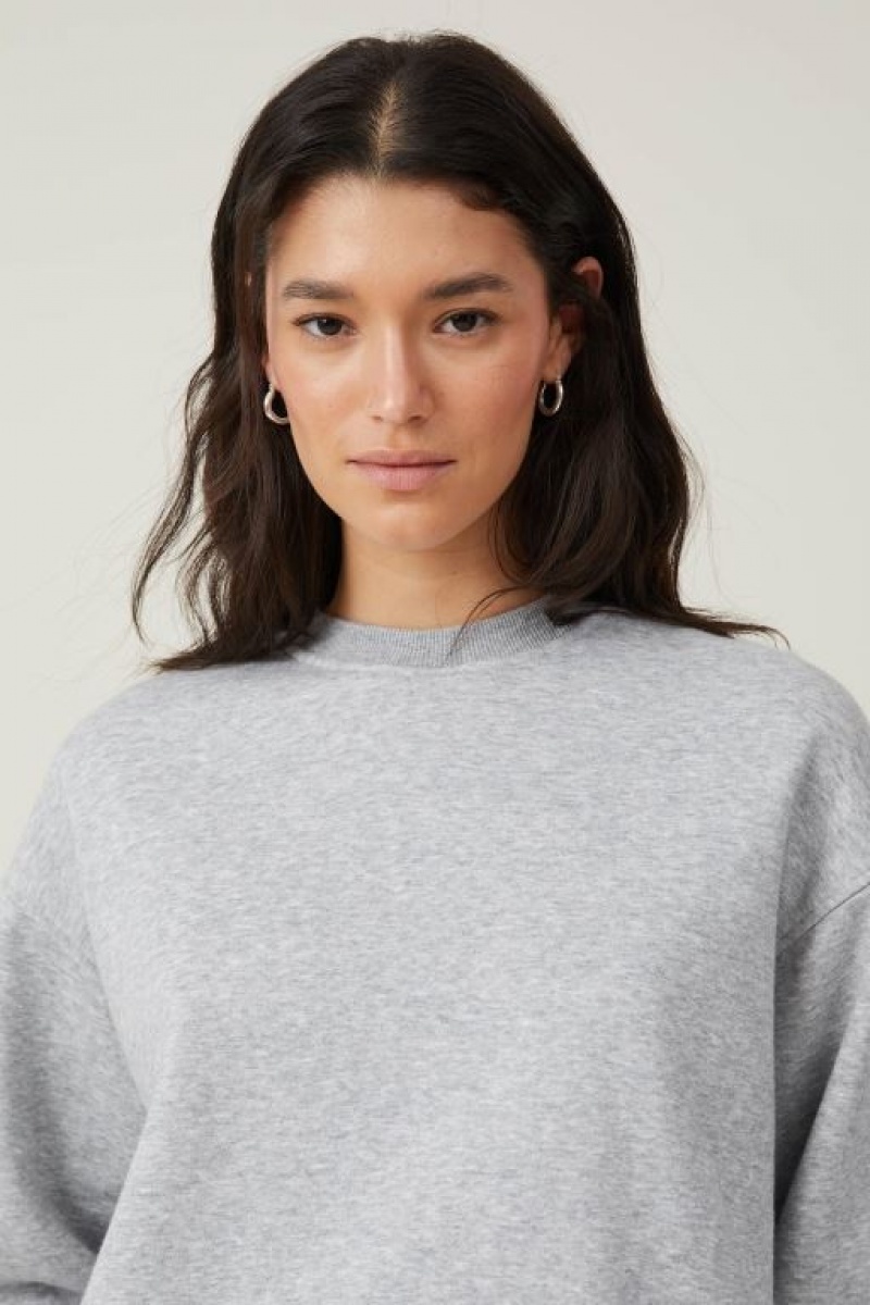 Sudadera con Capucha Cotton On Classic Crew Sweatshirt Mujer Gris | PFITZ3v87WH