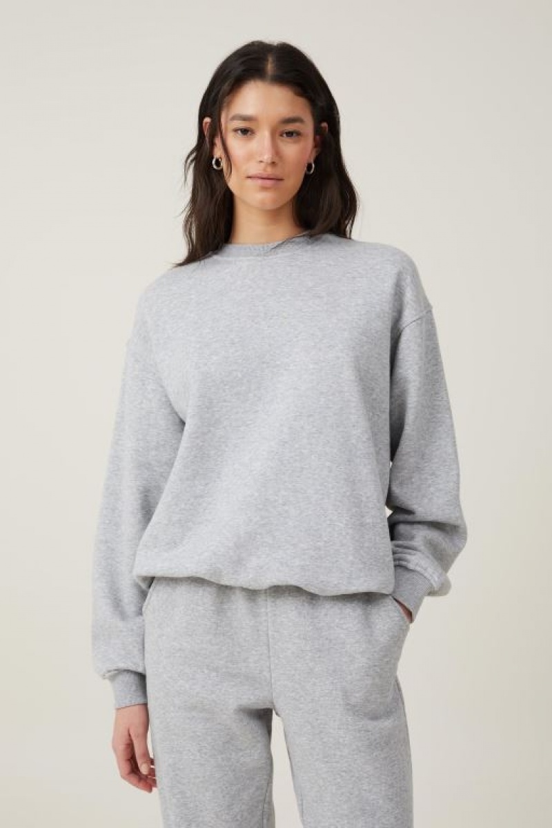 Sudadera con Capucha Cotton On Classic Crew Sweatshirt Mujer Gris | PFITZ3v87WH