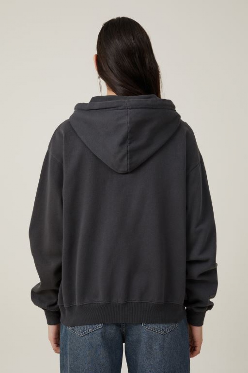 Sudadera con Capucha Cotton On Classic Washed Zip-Through Mujer Negras | n8GR4s8n0C9