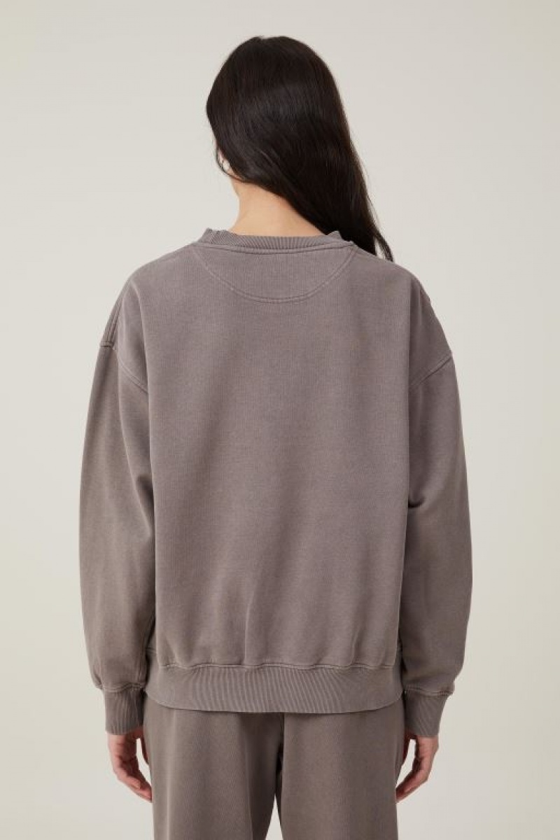 Sudadera con Capucha Cotton On Classic Washed Crew Sweatshirt Mujer Beige | 9KkBolhNsoa