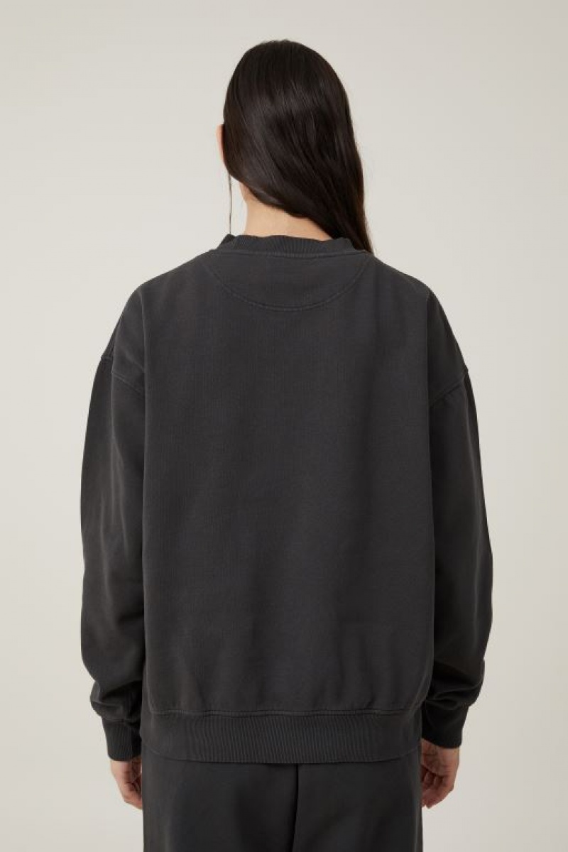 Sudadera con Capucha Cotton On Classic Washed Crew Sweatshirt Mujer Negras | 71lWjO00VA9