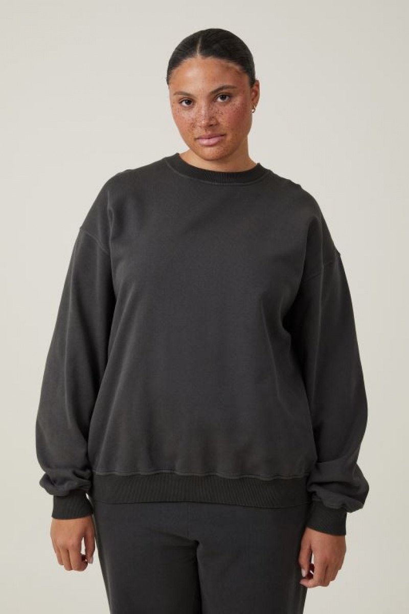 Sudadera con Capucha Cotton On Classic Washed Crew Sweatshirt Mujer Negras | 71lWjO00VA9