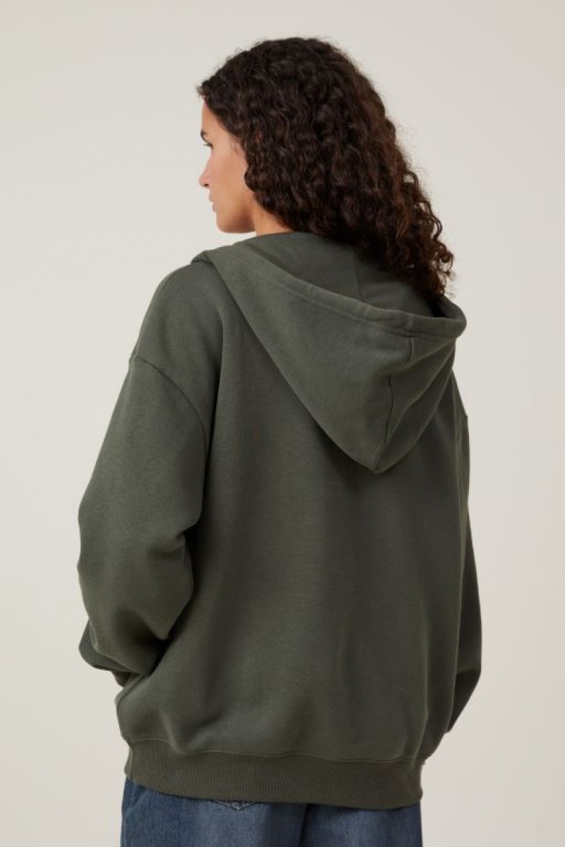 Sudadera con Capucha Cotton On Classic Zip-Through Mujer Verde Oliva Oscuro | yCPBfP7wvUL