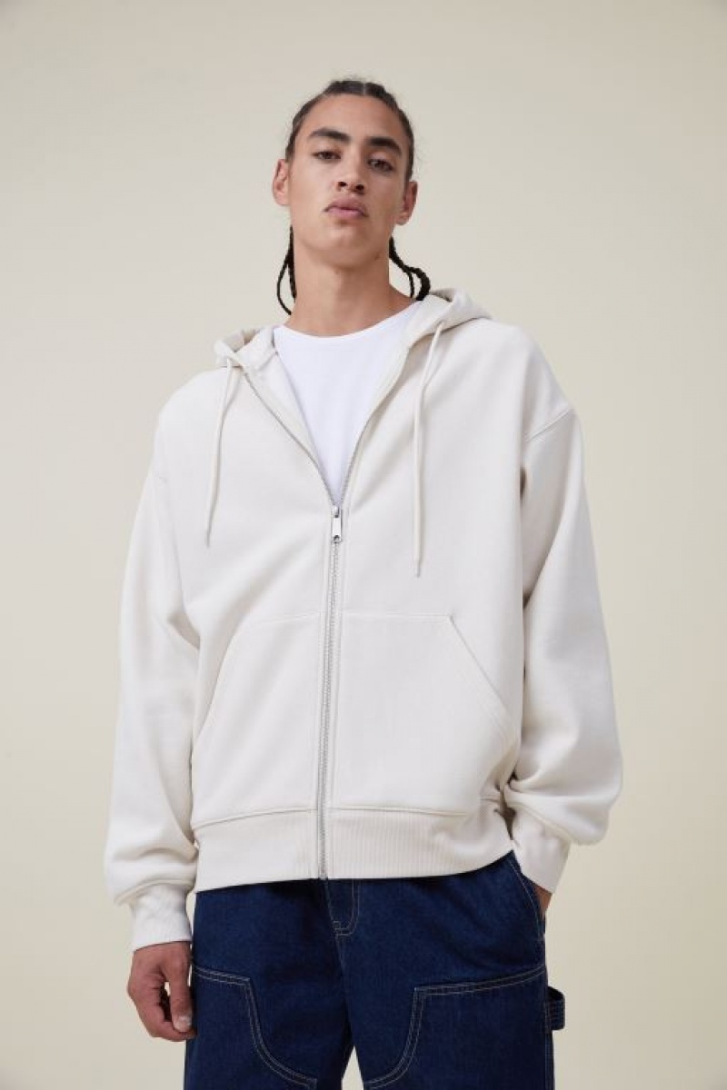 Sudadera con Capucha Cotton On Oversized Zip Up Hombre Ecru | bAsgvYpjqbp