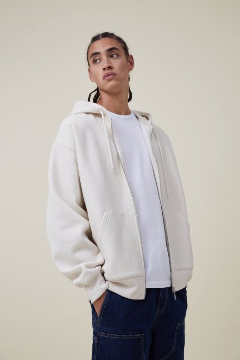 Sudadera con Capucha Cotton On Oversized Zip Up Hombre Ecru | bAsgvYpjqbp