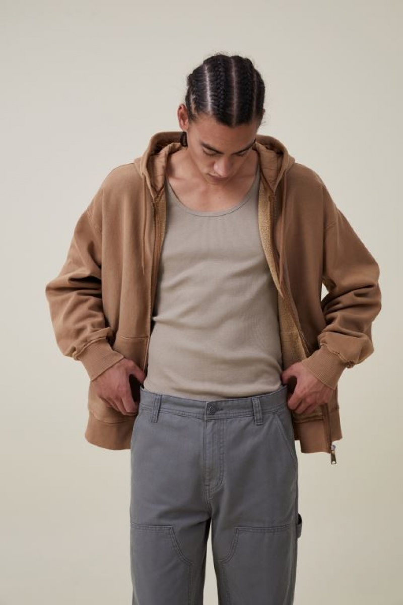 Sudadera con Capucha Cotton On Oversized Zip Up Hombre Burnt | 3dTkNUaTL5h