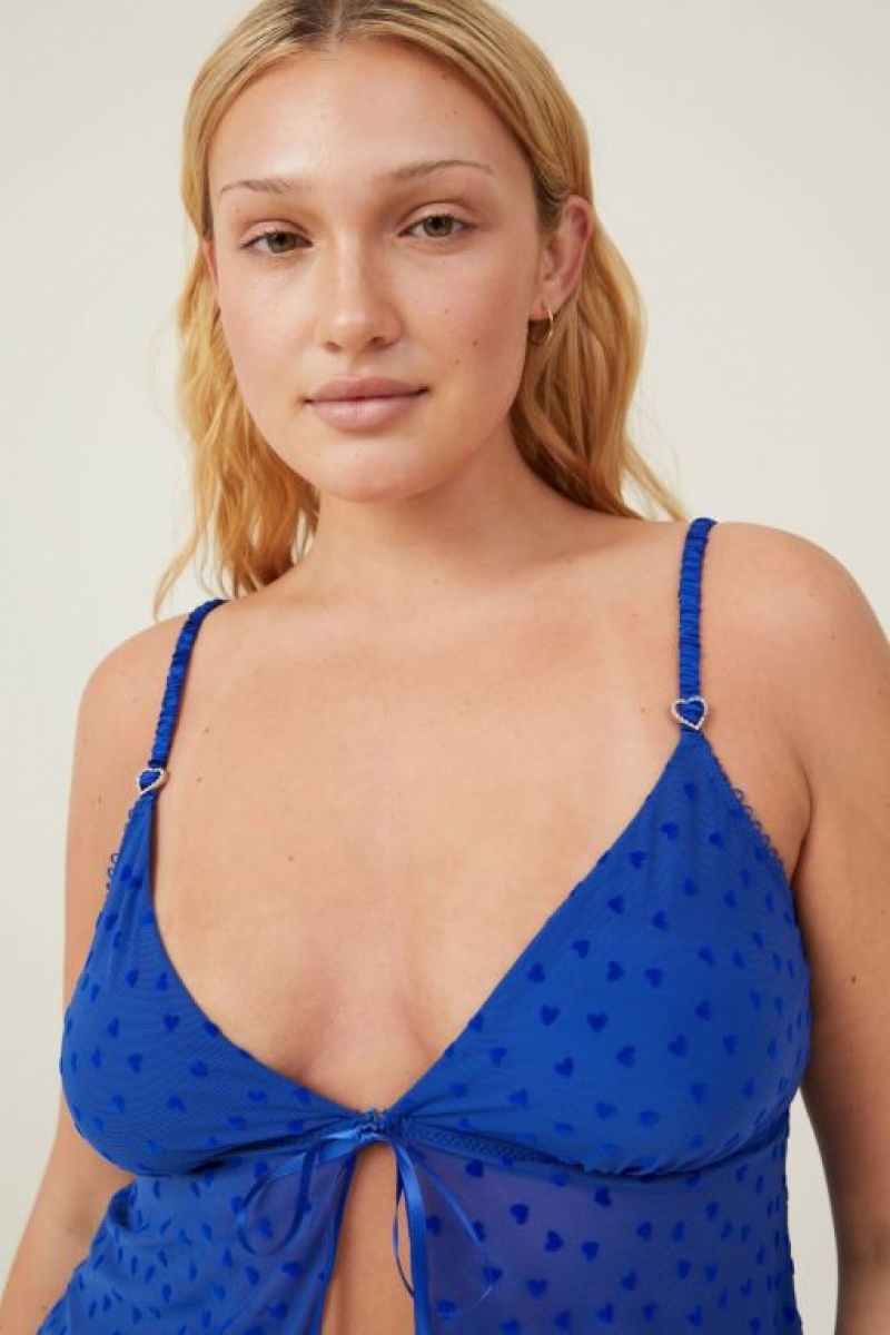 Sujetadores Cotton On Sasha Flocking Mesh Longline Bralette Mujer Azules | p6H0dKZ9Flt