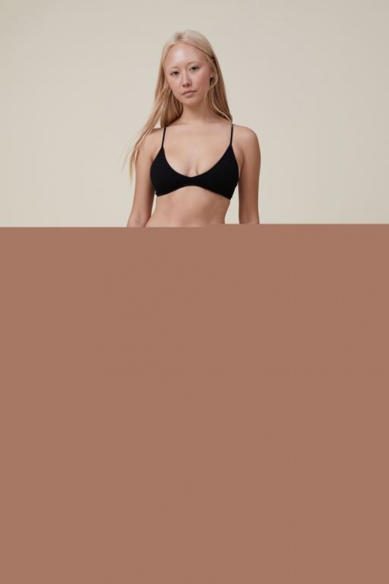 Sujetadores Cotton On Seamless Triangle Acolchado Bralette Mujer Negras | T3FGZOVnYs1