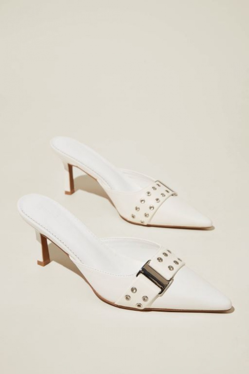 Tacones Cotton On Lilia Eyelet Pointed Mule Mujer Blancas | W6QCgICEv8n