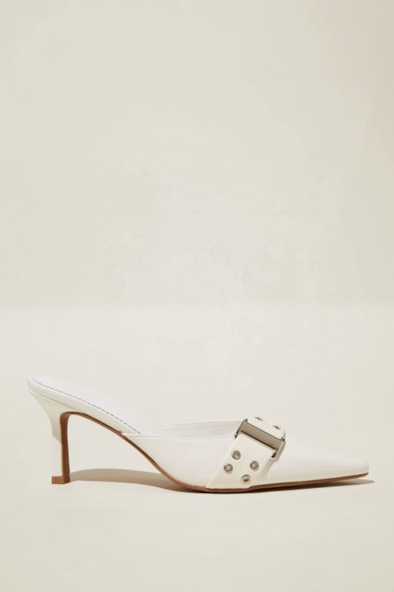 Tacones Cotton On Lilia Eyelet Pointed Mule Mujer Blancas | W6QCgICEv8n