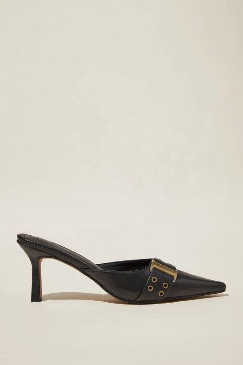 Tacones Cotton On Lilia Eyelet Pointed Mule Mujer Negras | cBpY1XVRySV