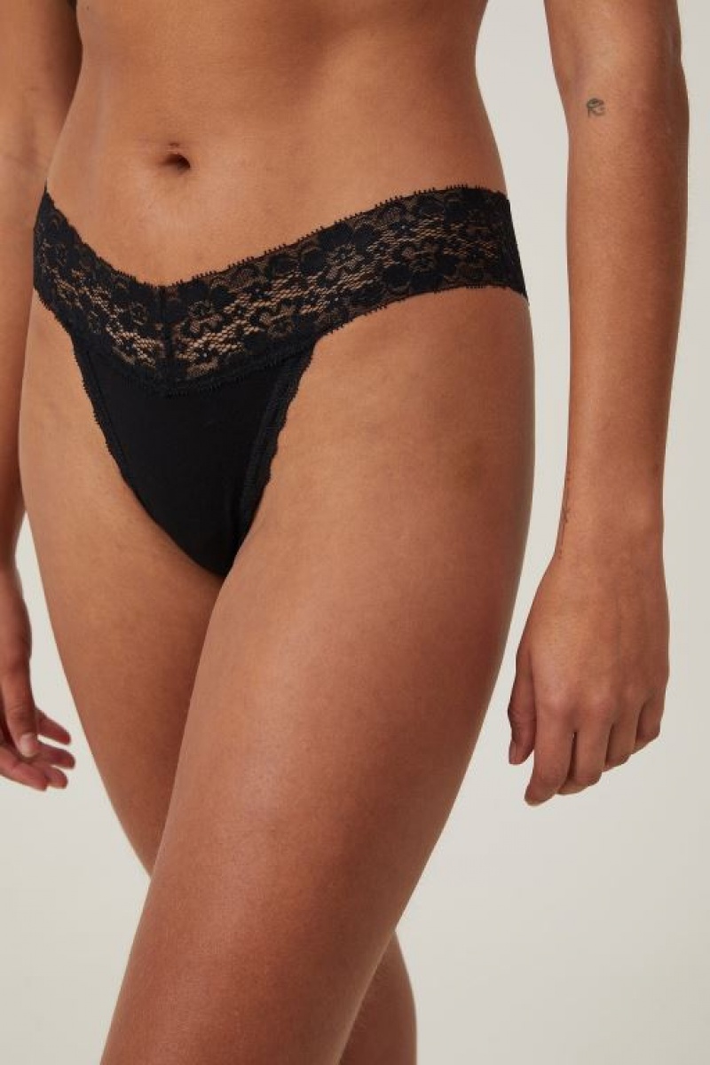 Tanga Cotton On Everyday Encaje Comfy Mujer Negras | 3YdUhb9BLi7