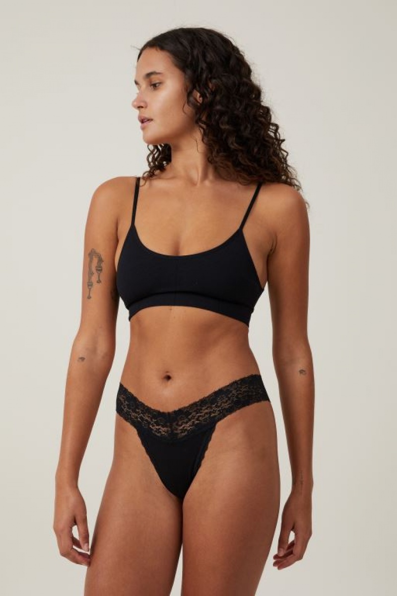 Tanga Cotton On Everyday Encaje Comfy Mujer Negras | 3YdUhb9BLi7