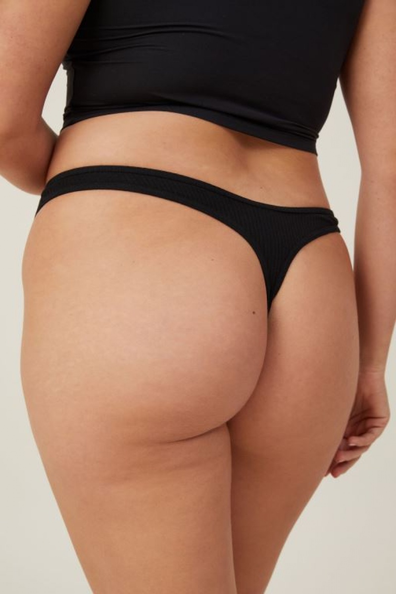 Tanga Cotton On Organic Algodon Rib Mujer Negras | TDZCRIAviSY