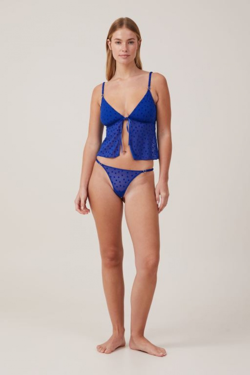 Tanga Cotton On Sasha Flocking Mesh Tanga Brief Mujer Azules | jcs34aIWQUa