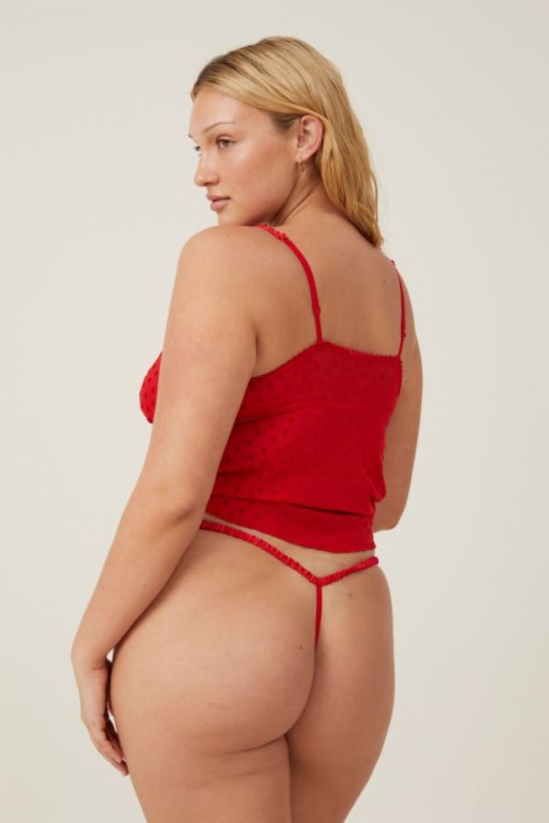 Tanga Cotton On Sasha Flocking Mesh Tanga Brief Mujer Rojas | sgDSopRPN9O