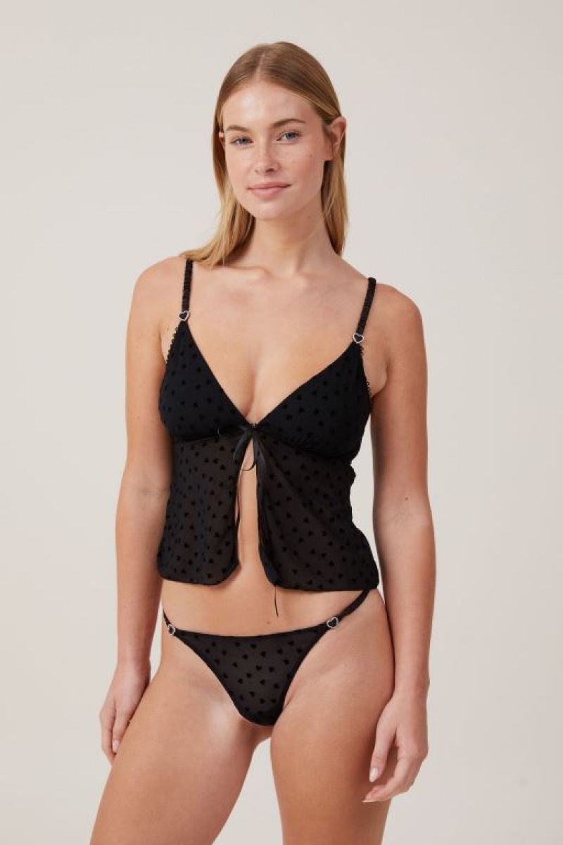 Tanga Cotton On Sasha Flocking Mesh Tanga Brief Mujer Negras | 0TyyL7dlg1N