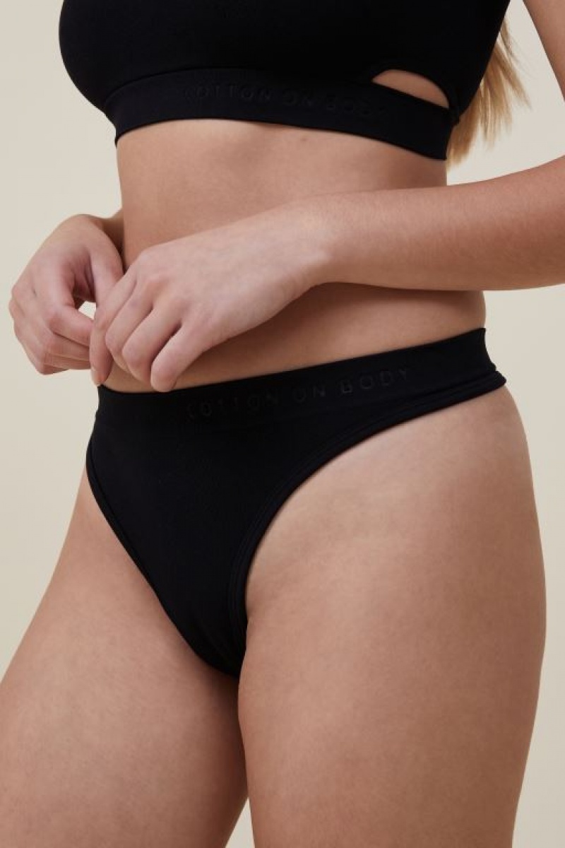 Tanga Cotton On Seamless High Cut Brief Mujer Negras | 70PgZ32P6lE