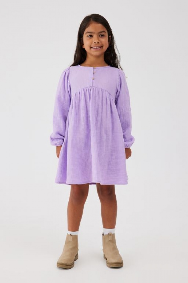 Vestido Cotton On Bella Long Sleeve Niña Moradas | 3lnPgfrFYku