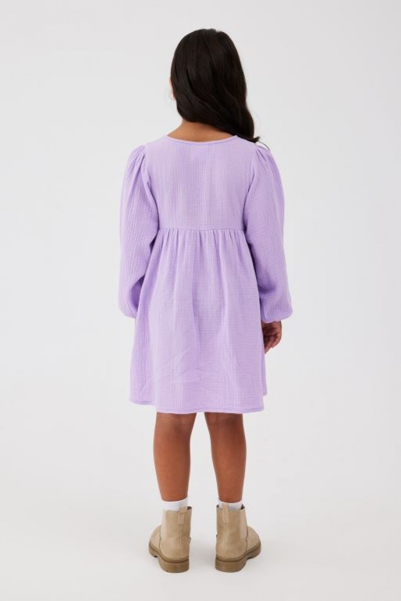 Vestido Cotton On Bella Long Sleeve Niña Moradas | 3lnPgfrFYku