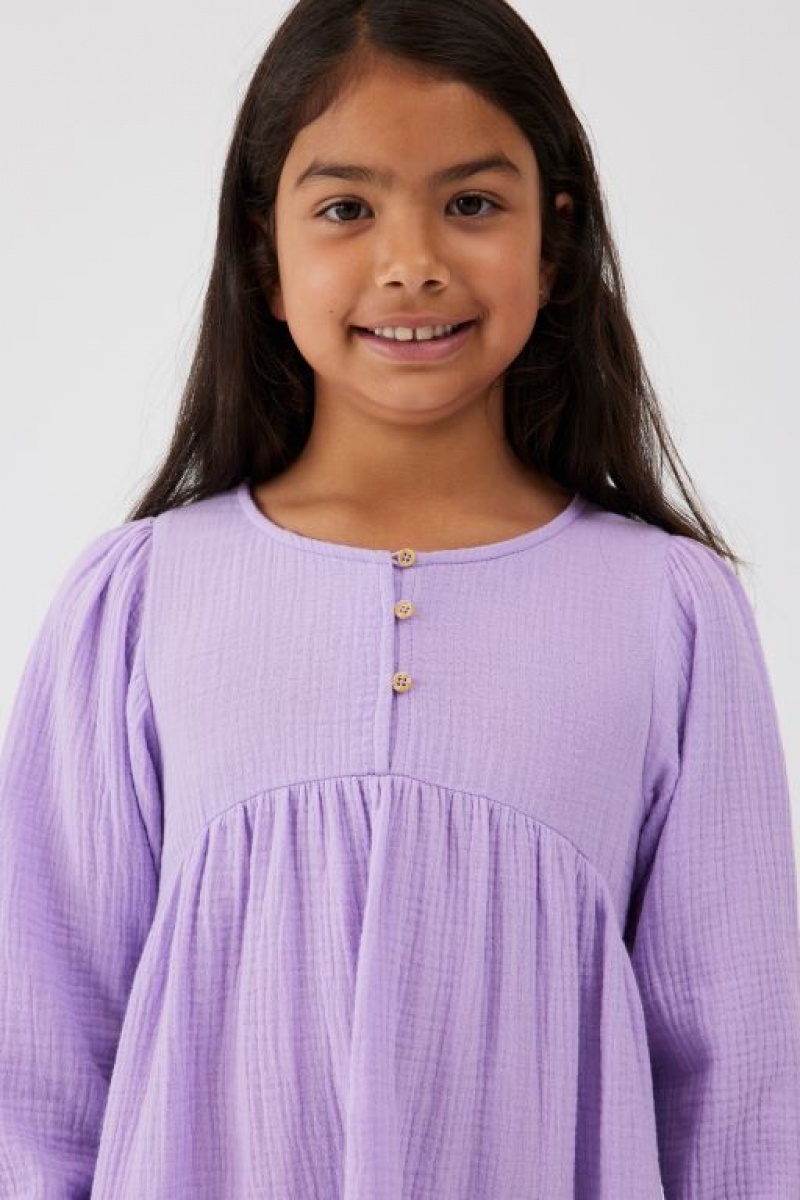 Vestido Cotton On Bella Long Sleeve Niña Moradas | 3lnPgfrFYku