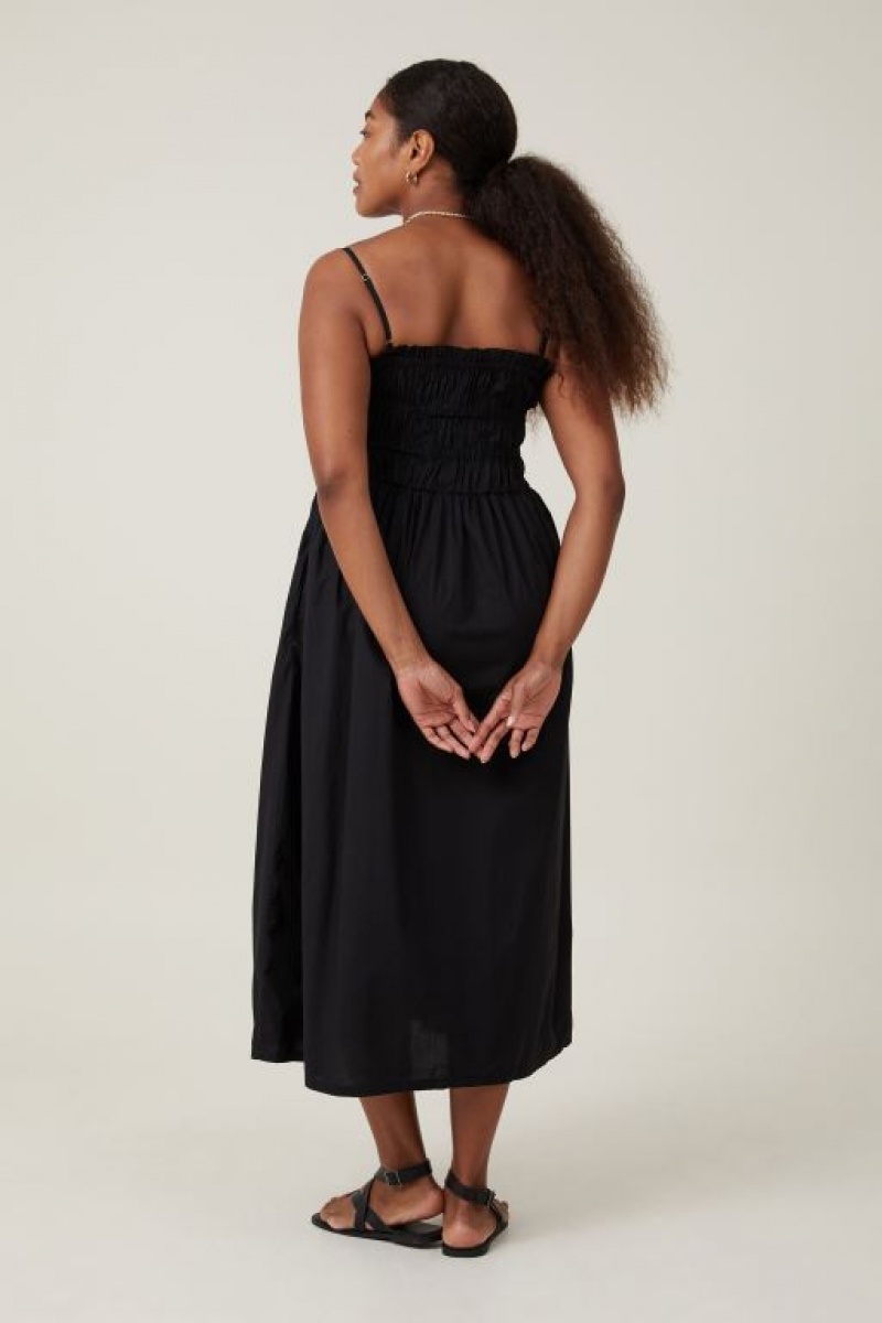 Vestido Largo Cotton On Lexi Shirred Mujer Negras | SPNrAyiMaJq