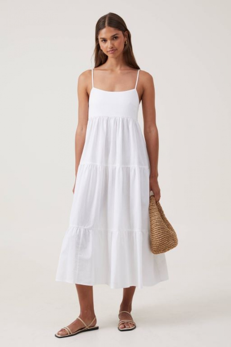 Vestido Largo Cotton On Poppy Tiered Mujer Blancas | 9kMjwJnStfR