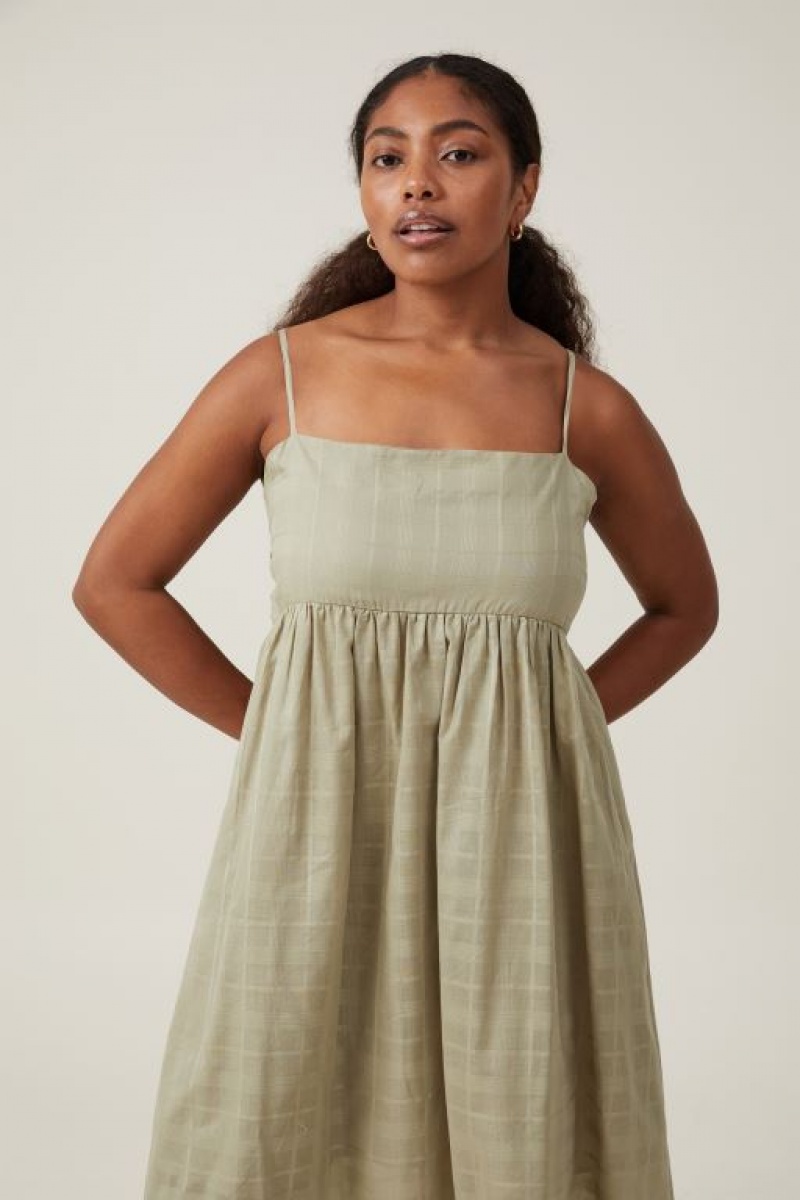 Vestido Largo Cotton On Tilly Textured Mujer Verde Oliva | uBQDbkRNcms