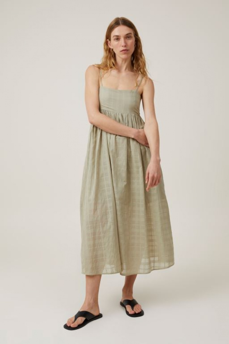 Vestido Largo Cotton On Tilly Textured Mujer Verde Oliva | uBQDbkRNcms